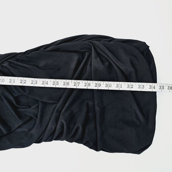 Vintage Cache Y2K Black Ruched Bodycon Dress 6 Rhinestone Chain Back Cocktail - Picture 9 of 17